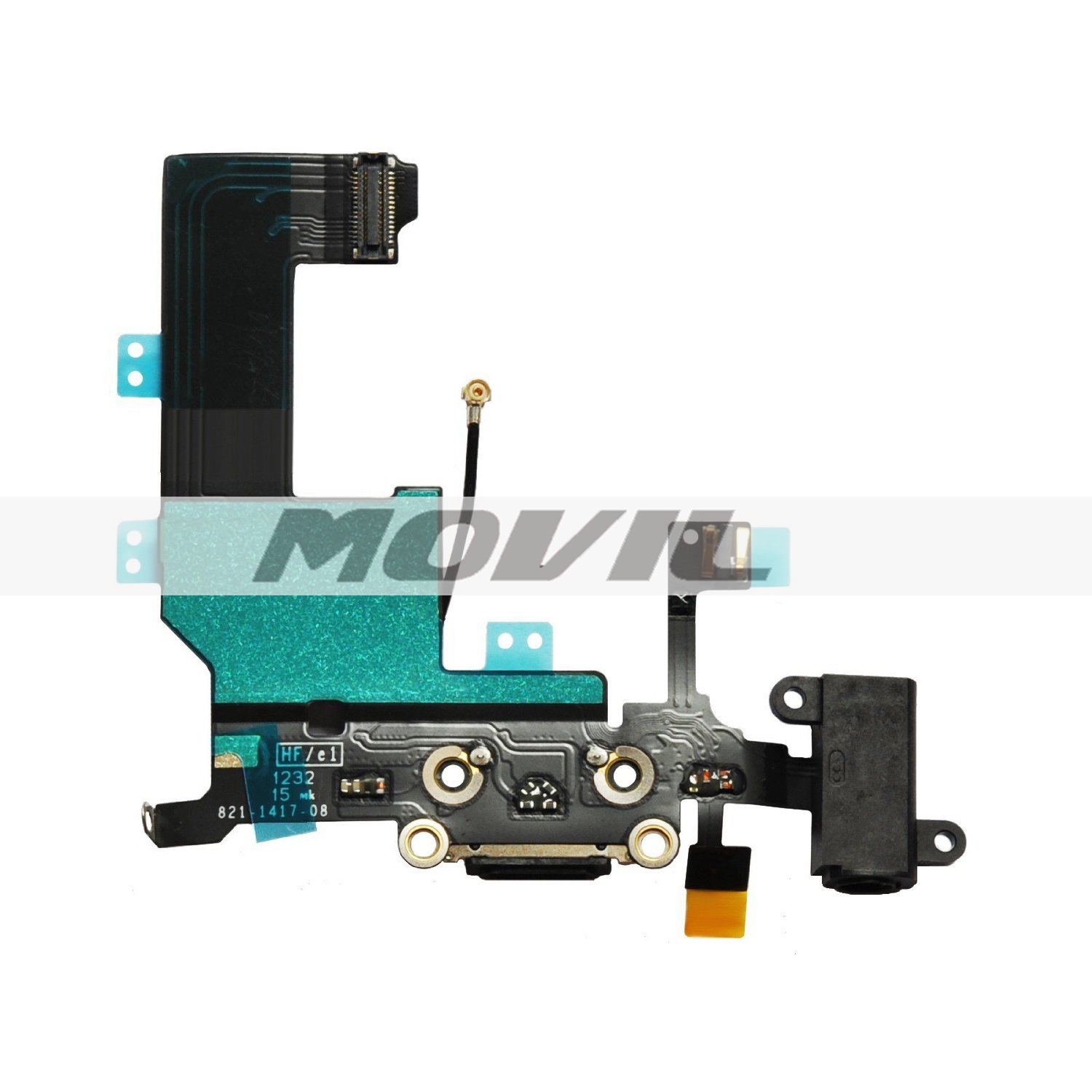 iPhone 5C Black Charger Port Dock Connector Flex Cable With Head Phone Audio Jack USB Port Charging port